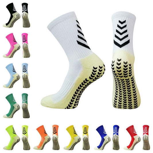 Cross-border football socks men's medium tube sports socks running socks non-slip silicone thickened towel bottom wear-resistant sweat absorption