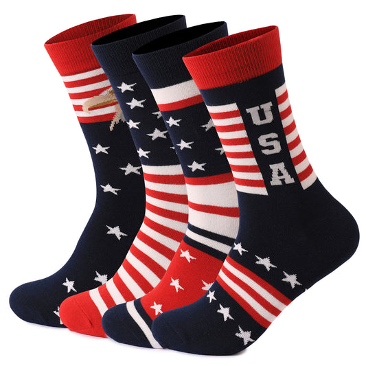 Amazon wishes European and American flags Veterans Day explosion plus size sweat-absorbing women's striped cotton socks medium tube socks men